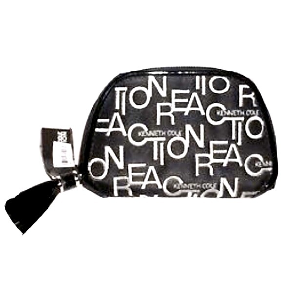 NWT $48 KENNETH COLE REACTION Embroidered Logo Mini Wallet Tassel Zip BLACK - Picture 4 of 6